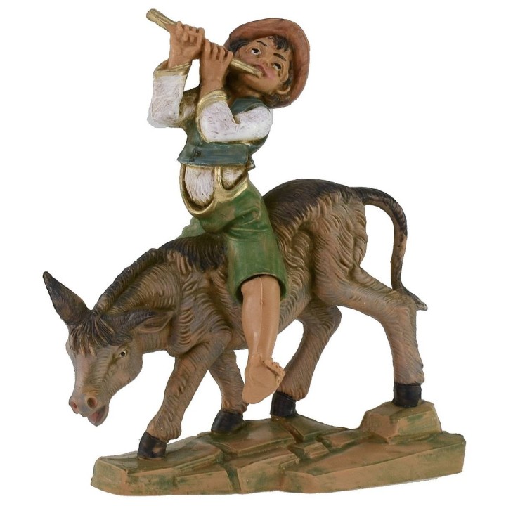 Child on donkey 12 cm series Fontanini