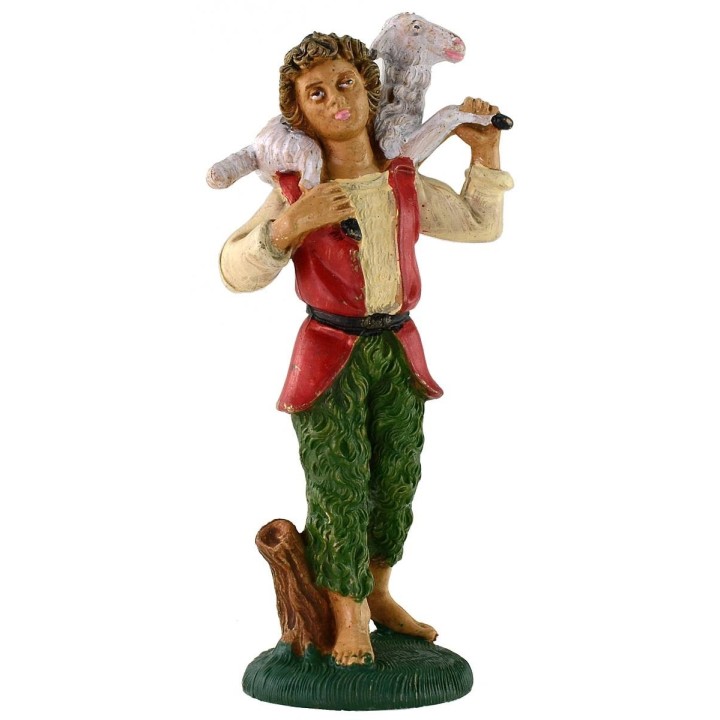 Buon pastore con pecora a spalle 12 cm in pvc