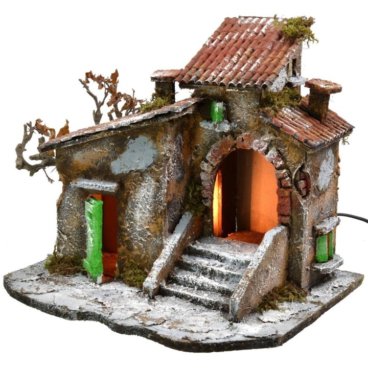 Courtyard with house and shop cm 31.5x26x28 h