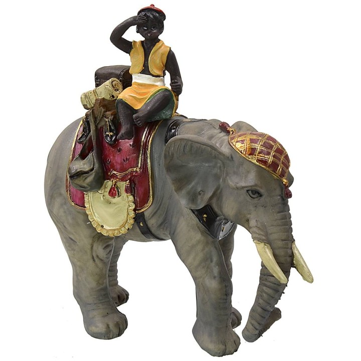 Ragazzo su elefante serie 12 cm in resina
