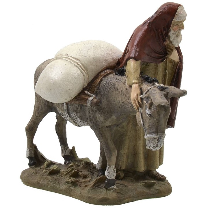 Viajero oriental con burro en resina pintada 10 cm serie