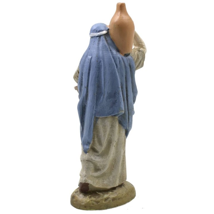 Woman with basket and amphora in painted resin 10 cm economic