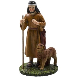 Viandante orientale con cane in resina dipinta 10 cm serie