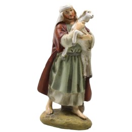 Pastor oriental con oveja en resina pintada 10 cm serie