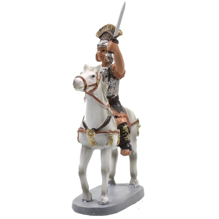 Soldato romano a cavallo in resina dipinta 10 cm serie