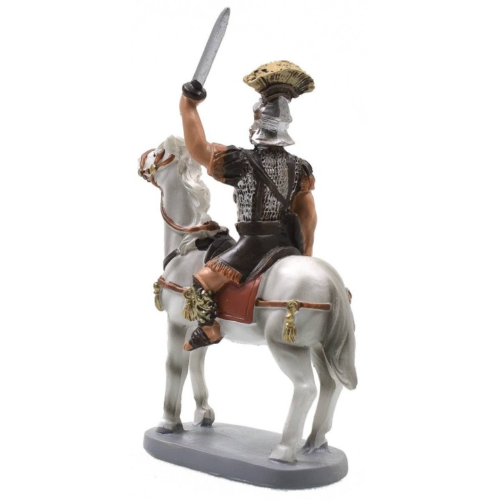 Soldato romano a cavallo in resina dipinta 10 cm serie