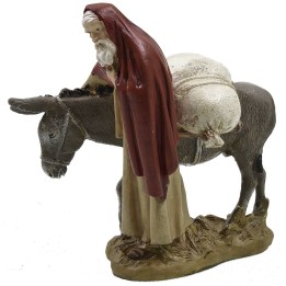 Caminante con burro en resina pintada 12 cm serie económica