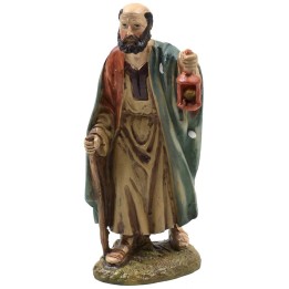 Pastore con lanterna in resina dipinta 12 cm serie economica