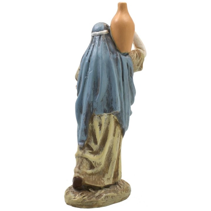 Woman with amphora and basket in painted resin 12 cm Landi