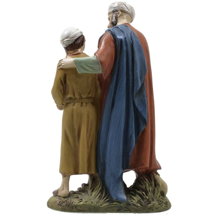 Pastore orientale con fanciullo in resina dipinta 12 cm serie