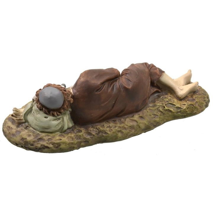 Dormiente con agnello in resina dipinta 12 cm serie economica