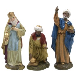 Set 3 Wise Men in painted resin 12 cm Landi economic series