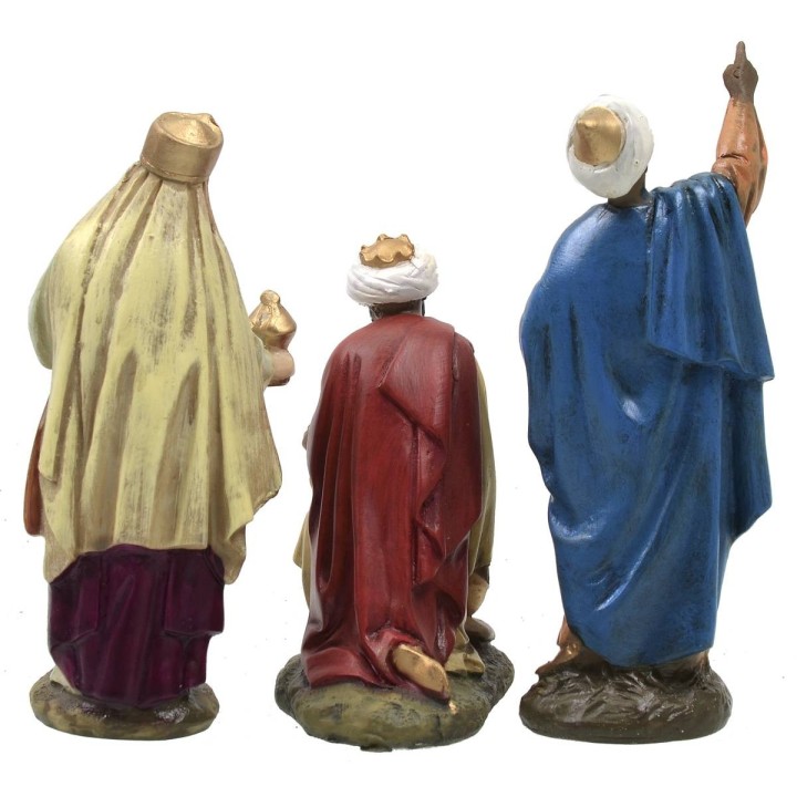 Juego de 3 Reyes Magos en resina pintada de 12 cm serie
