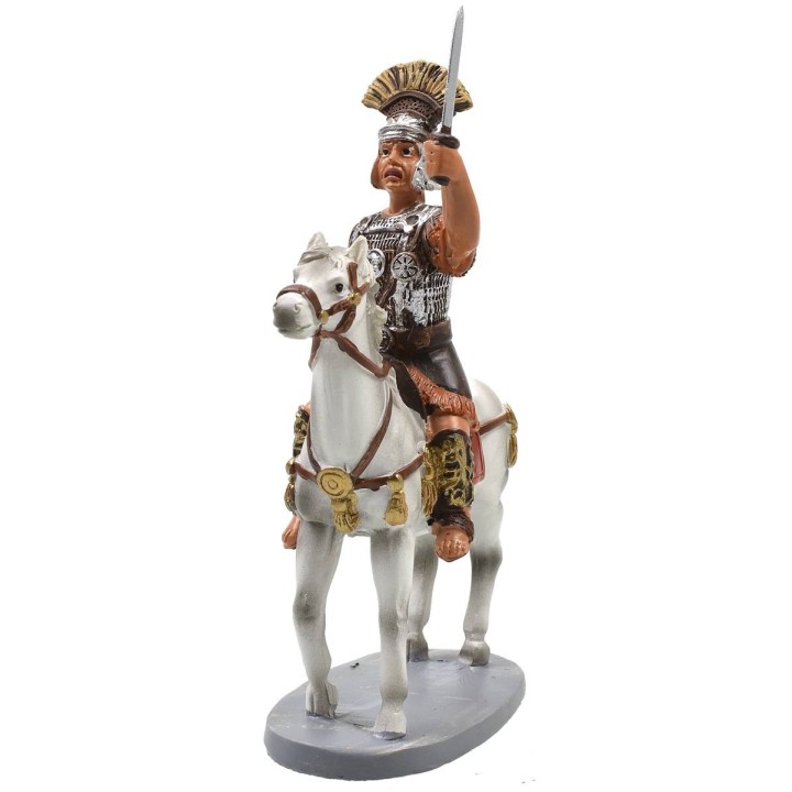 Centurione con spada a cavallo in resina dipinta 12 cm serie