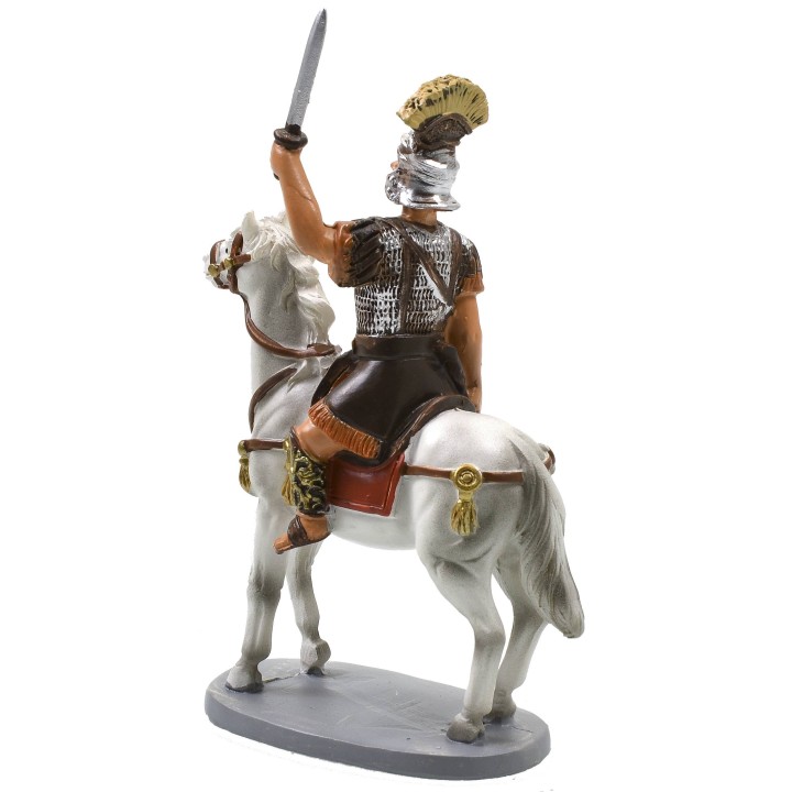Centurione con spada a cavallo in resina dipinta 12 cm serie