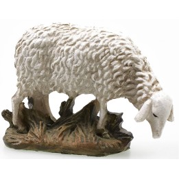 Oveja con la cabeza baja de resina pintada para estatuas de 10