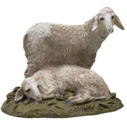 Pareja de ovejas de resina pintada para estatuas de 10 cm serie