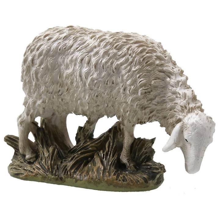 Oveja con cabeza baja en resina pintada para estatuas de 12 cm