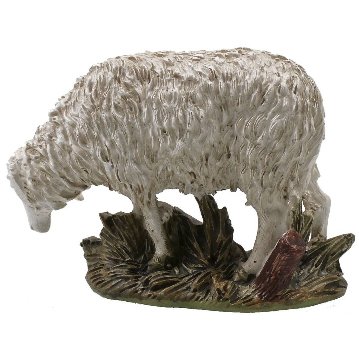 Oveja con cabeza baja en resina pintada para estatuas de 12 cm