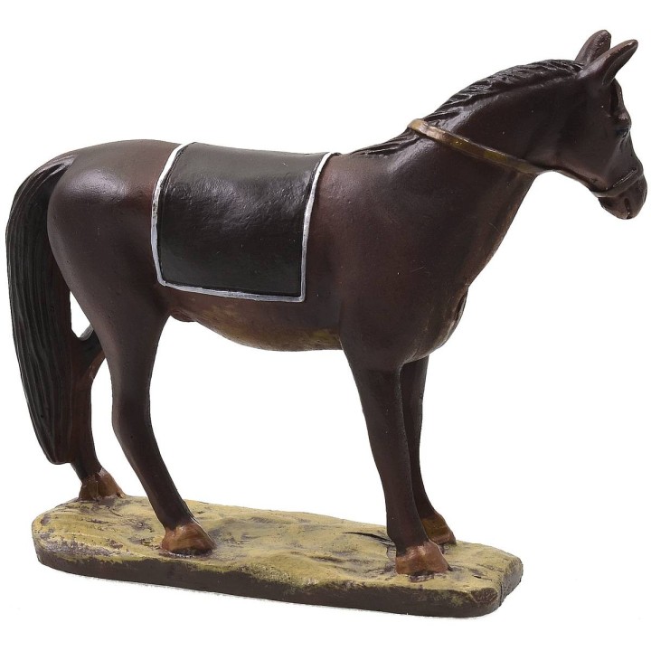 Cavallo sellato in resina dipinta per statue 12 cm serie