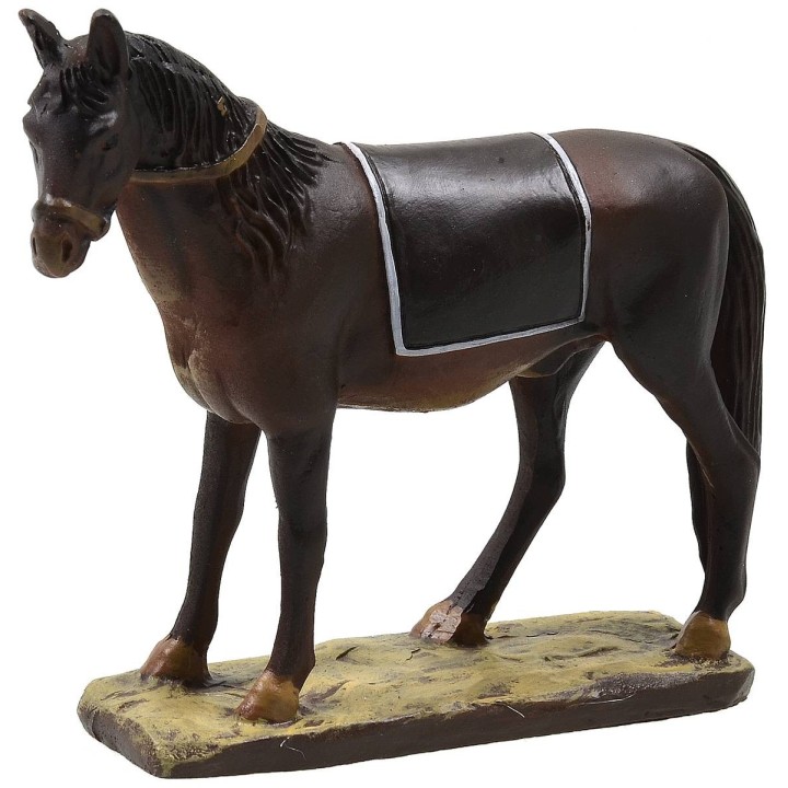 Cavallo sellato in resina dipinta per statue 12 cm serie