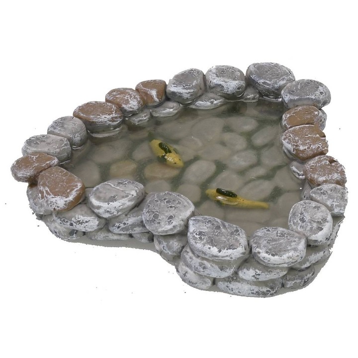 Laghetto in resina con acqua magica e pesci cm 12x11x2 h