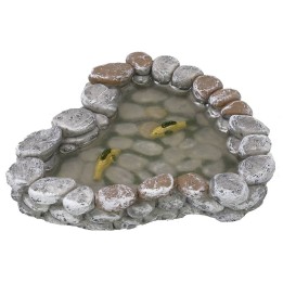 Laghetto in resina con acqua magica e pesci cm 12x11x2 h