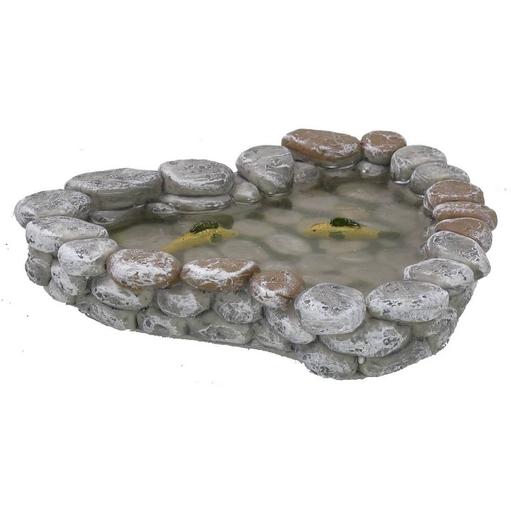 Laghetto in resina con acqua magica e pesci cm 12x11x2 h