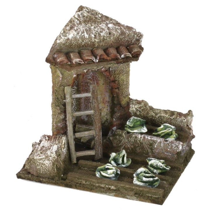 Orto per presepe con rudere angolare cm 11,5x9x11,5 h per