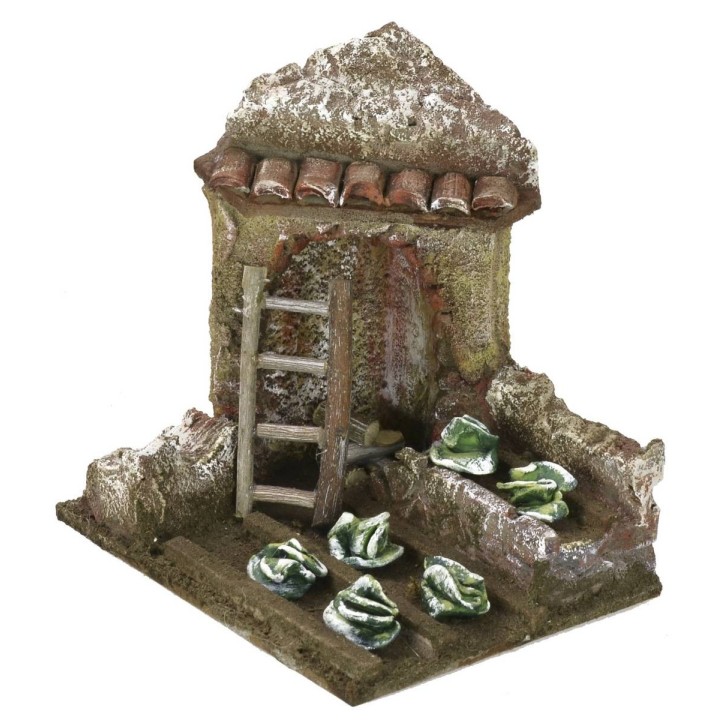Nativity garden with corner ruin 11.5x9x11.5 h for statues of 6