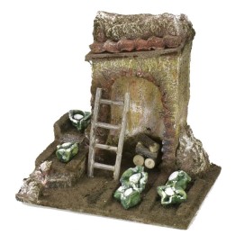 Huerto para belén con ruina de 11,5x9x11 cm de alto para