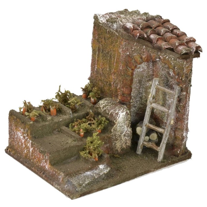 Ambientazione orto con terrazzamento per presepe cm 9x11,5x10 h
