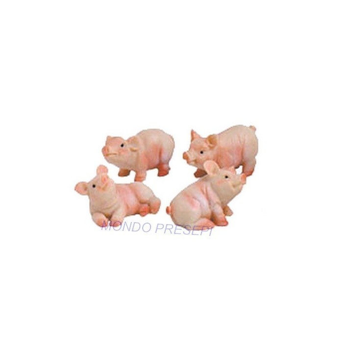 Set 4 maialini in resina cm 3,5