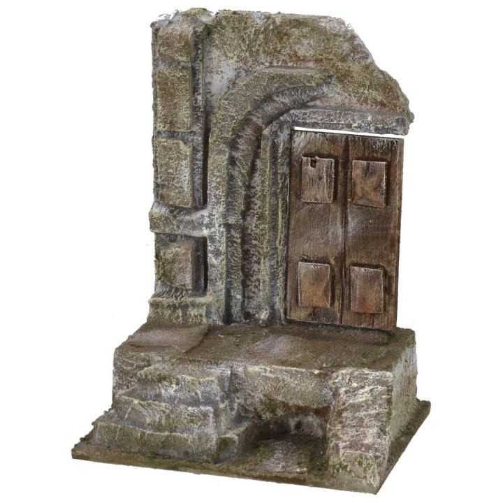 Rudere di tempio antico con portone cm 11,5x9x15,5 h per statue