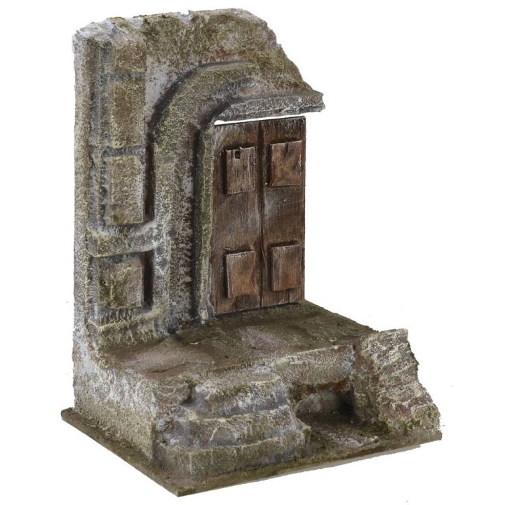 Rudere di tempio antico con portone cm 11,5x9x15,5 h per statue