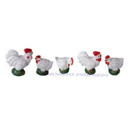 Set 6 galline in resina cm 2-3 - 73431