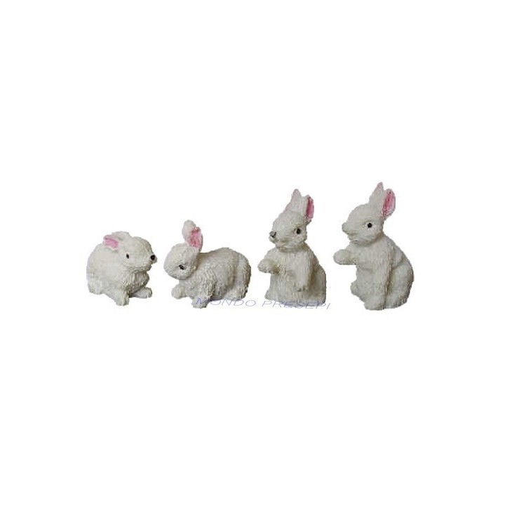 Set 4 resin rabbits cm 2 - 69452