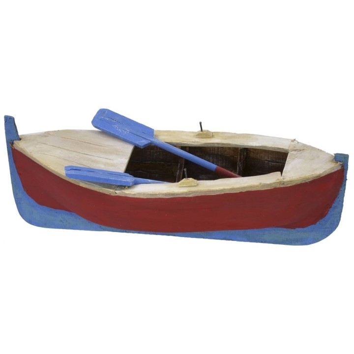 Barca de madera pintada con remos cm 24x9,5x6 h