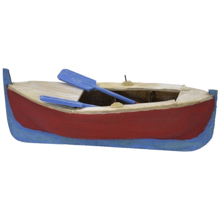 Barca de madera pintada con remos cm 24x9,5x6 h