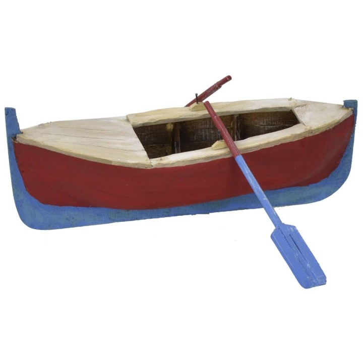 Barca in legno dipinta con remi cm 20x9,5x5,5 h