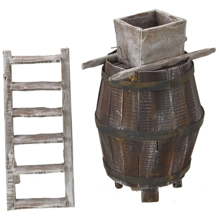 Botte con scala e macina per uva cm 11,5Øx18 h