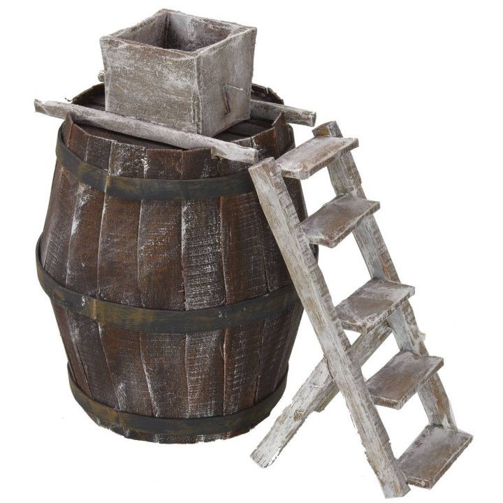Botte con scala e macina per uva cm 11,5Øx18 h