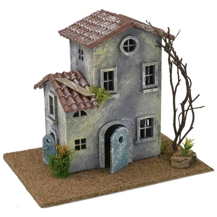 Casa con flores de 24x16x20,5 cm de altura para estatuas de 6