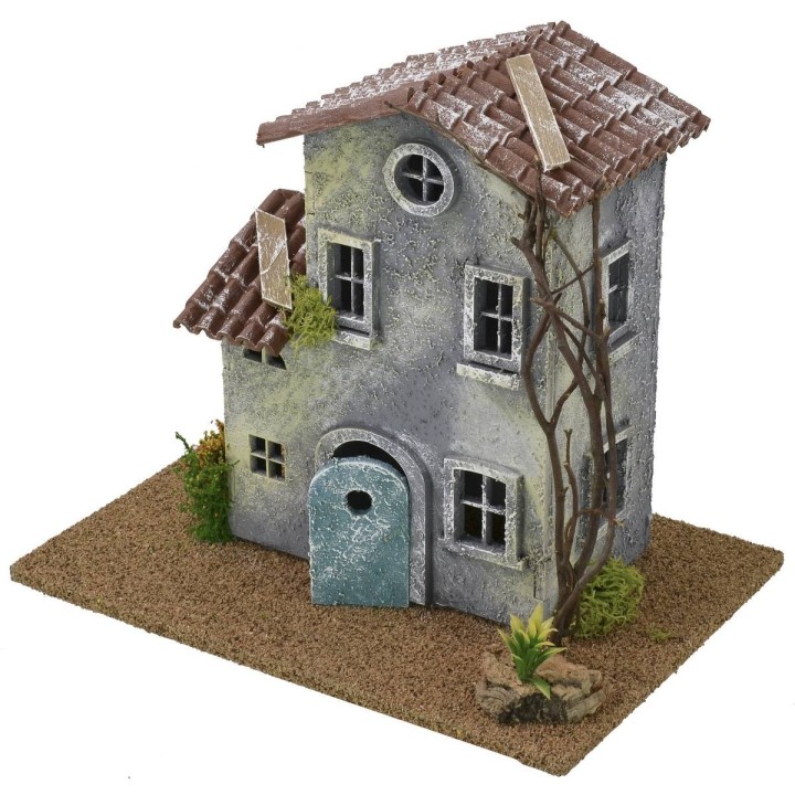 Casa con flores de 24x16x20,5 cm de altura para estatuas de 6