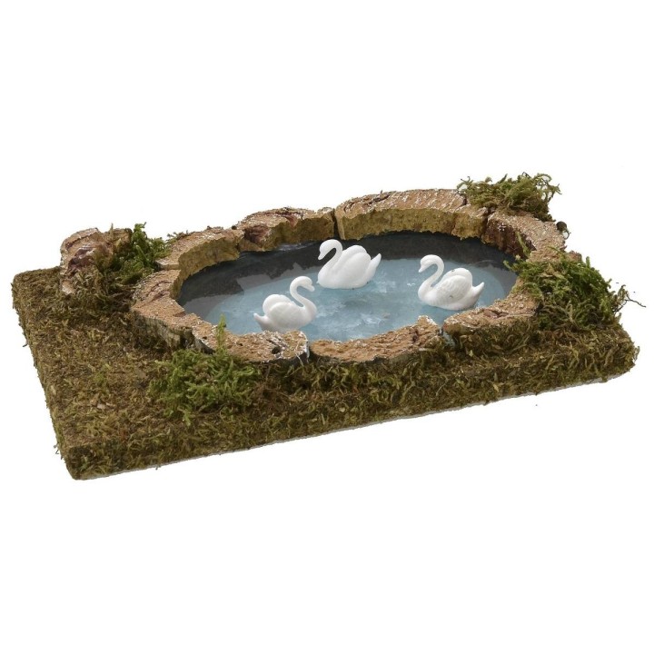 Laghetto con cigni cm 20x12,5x4 h per statue da 8-10 cm