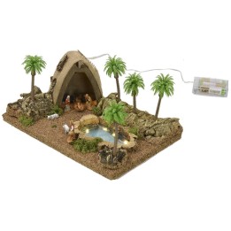 Presepe Arabo illuminato completo di statue Landi con laghetto