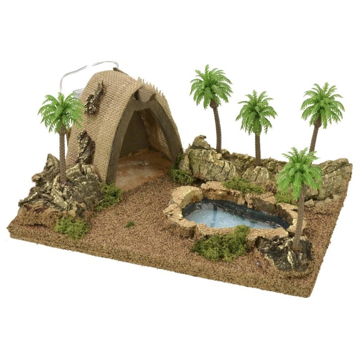 Tenda araba illuminata con laghetto e palme cm 26,5x18x12,5 h