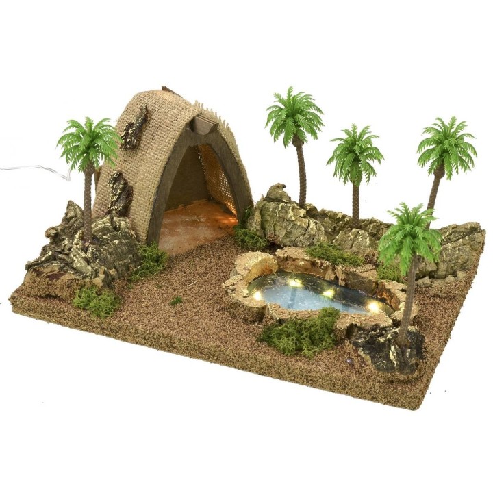 Tenda araba illuminata con laghetto e palme cm 26,5x18x12,5 h