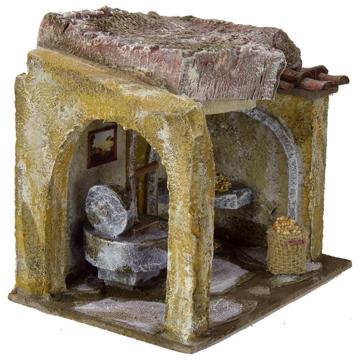 Ambientación de un molino para belén de 24x17,5x21,5 cm de