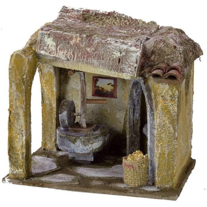 Ambientazione di una macina per presepe cm 24x17,5x21,5 h per